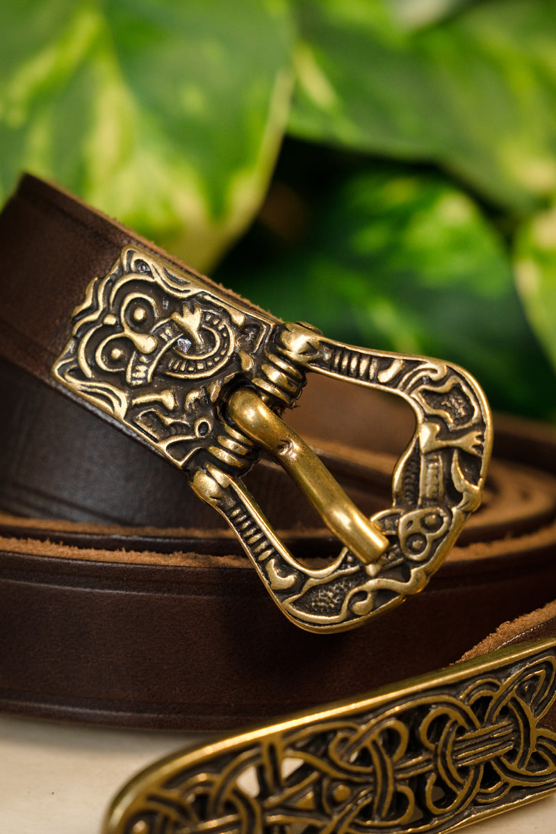 Birkariem, messing, 165 cm, bruin