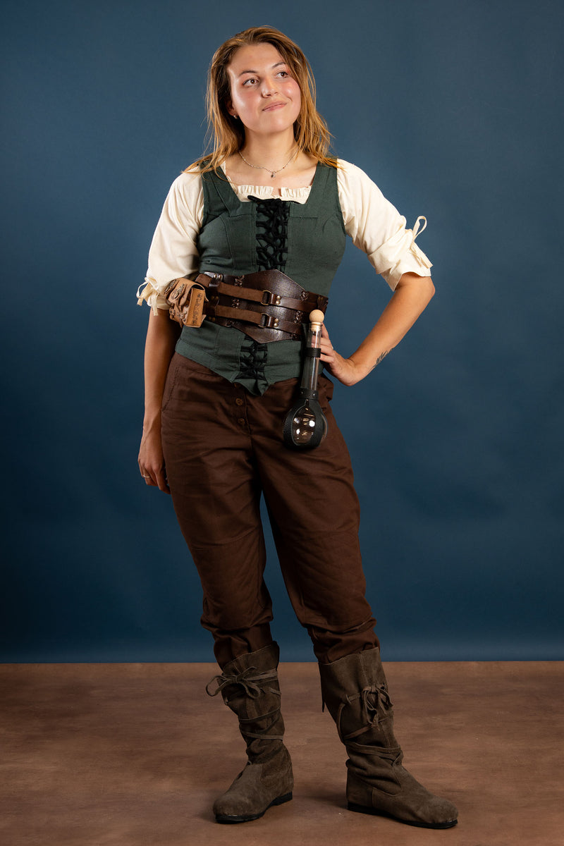 Corsage médiévale Ursula, coton, vert 