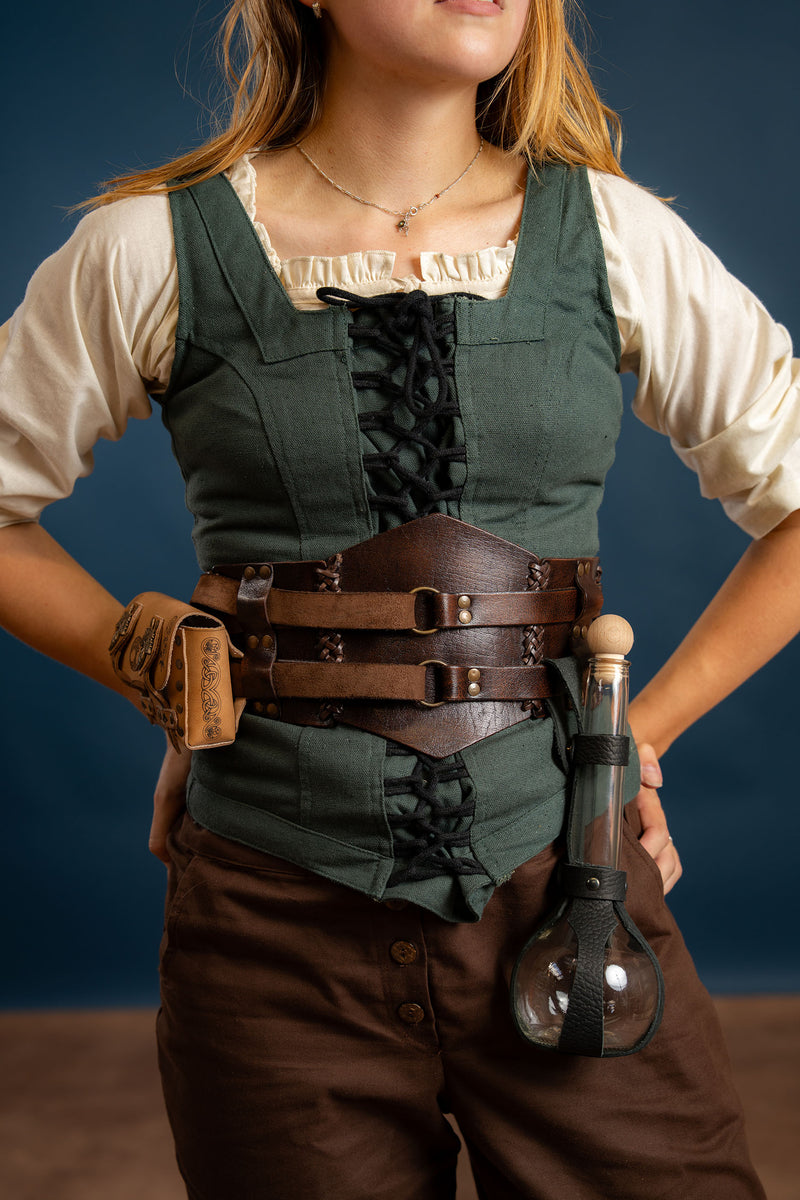 Corsage médiévale Ursula, coton, vert 