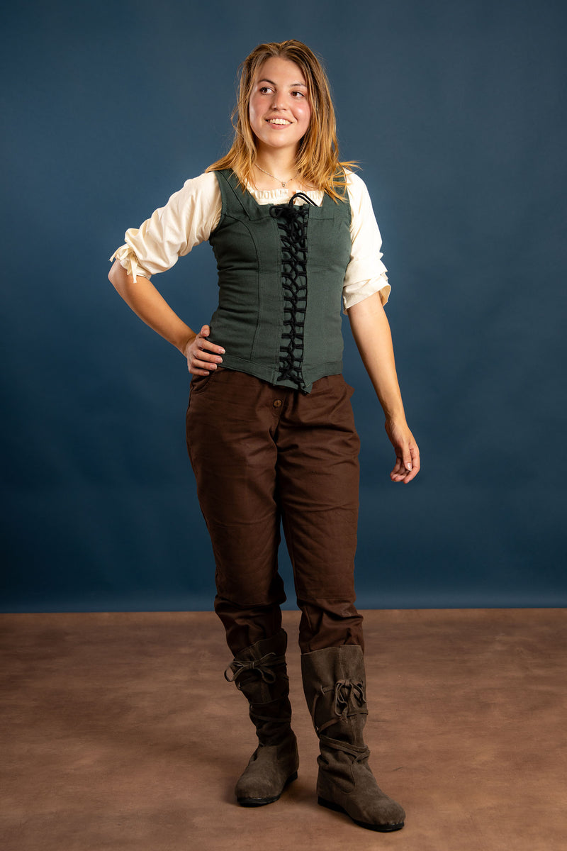 Corsage médiévale Ursula, coton, vert 