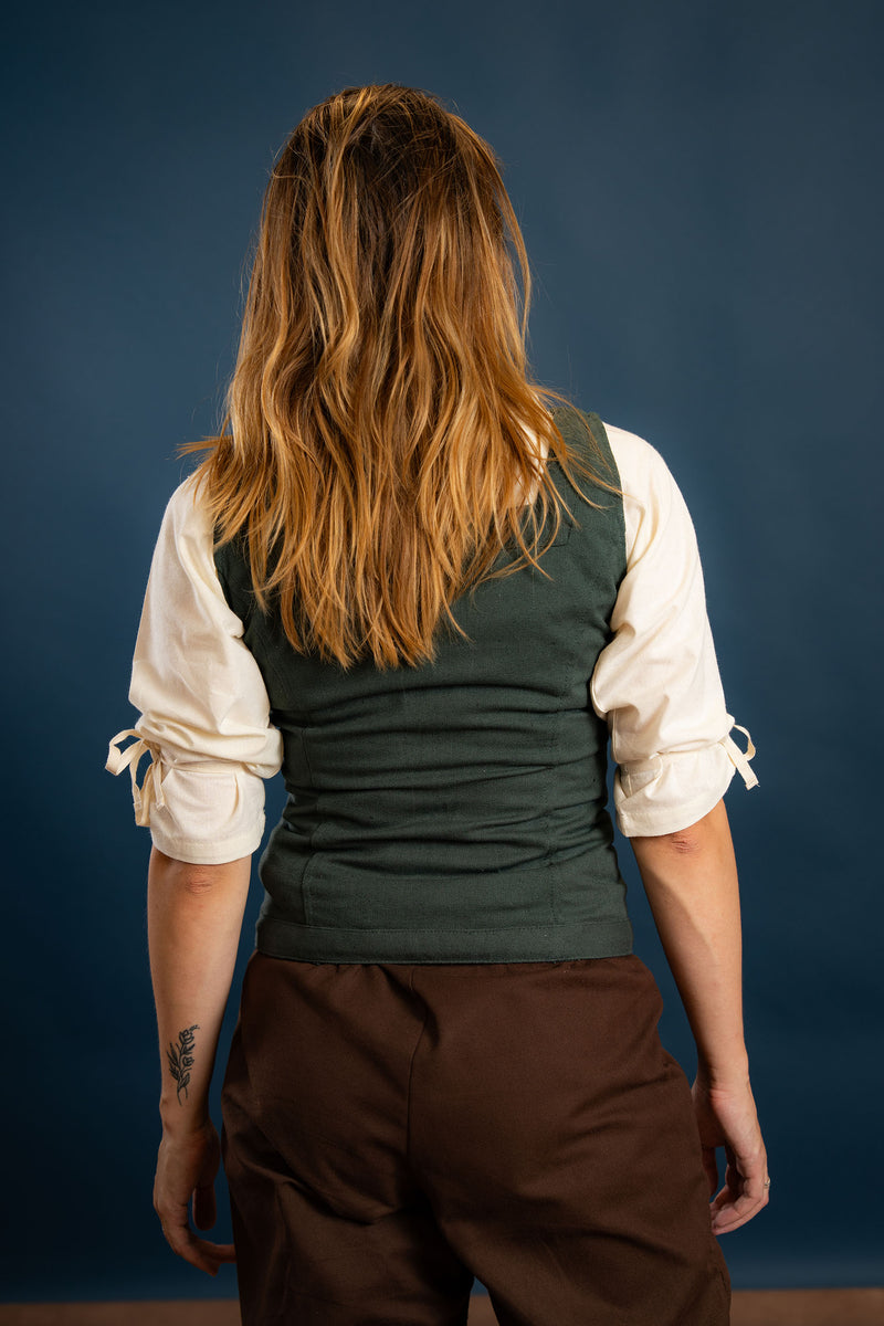 Corsage médiévale Ursula, coton, vert 