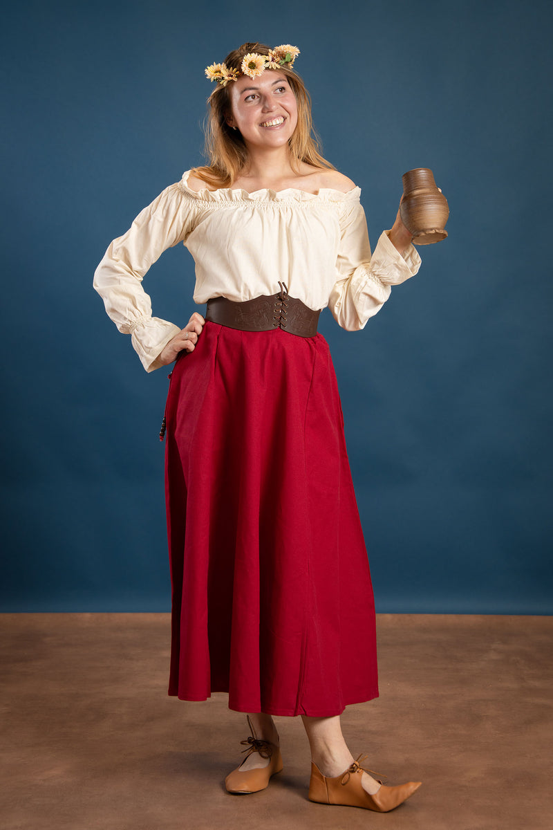 Médiévale jupe Mélisende, rouge 
