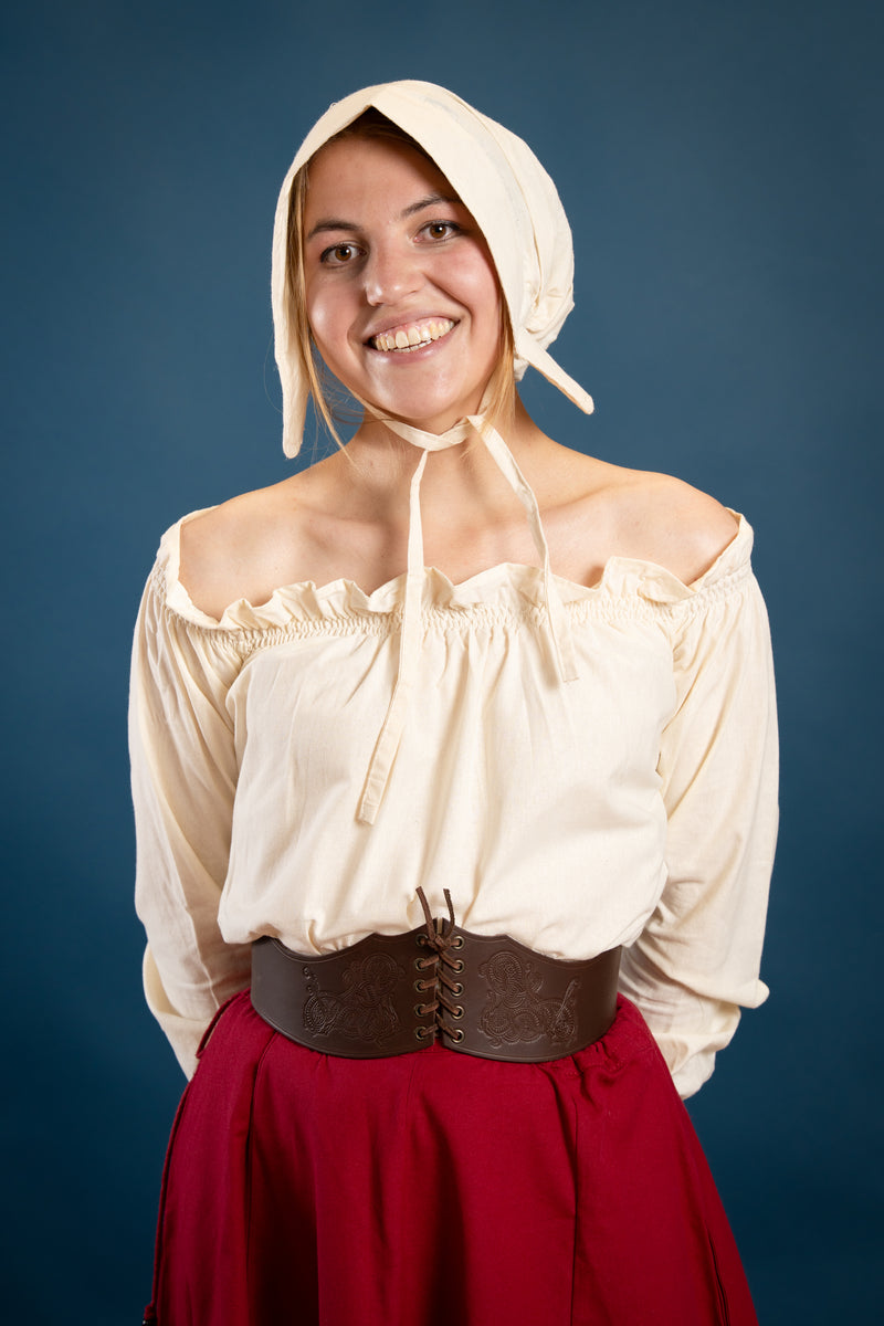 Middelalderlig kvindehætte Greta, Creme