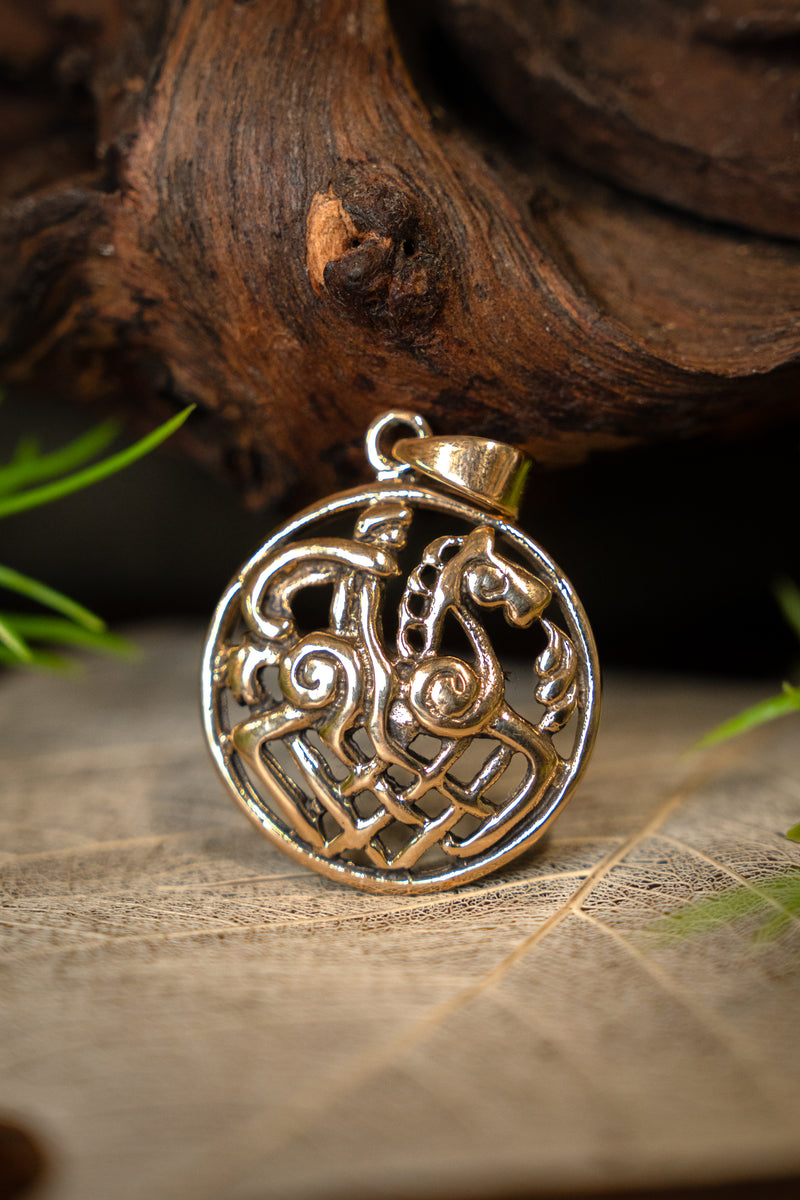 Bronzen Vikinghanger Odin op Sleipnir, brons