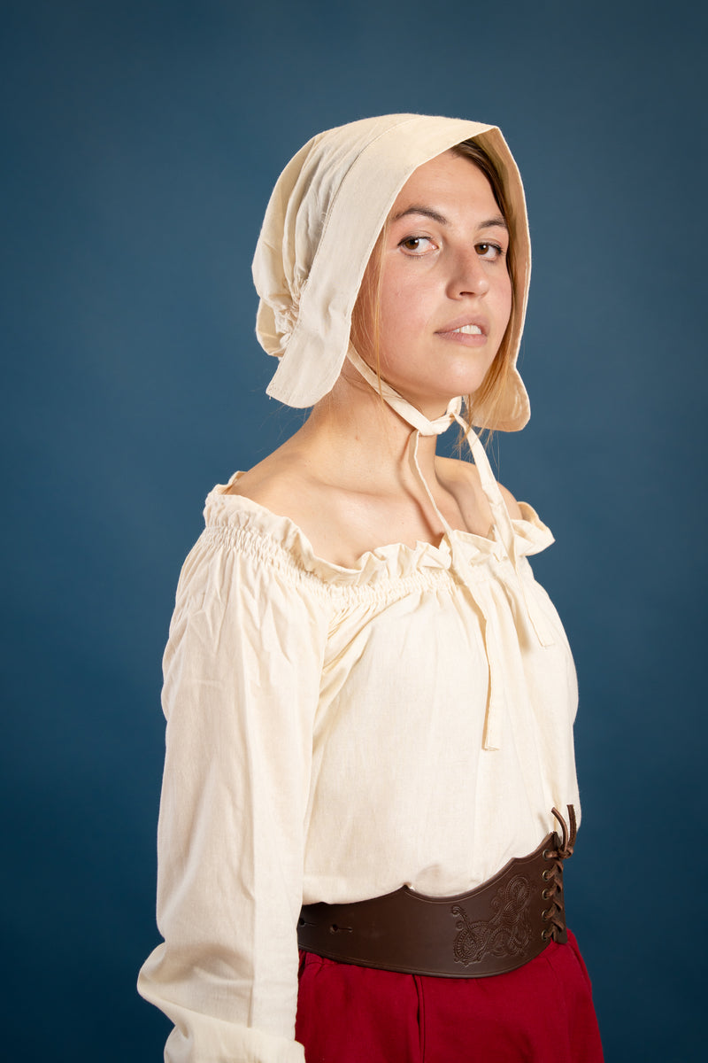 Middelalderlig kvindehætte Greta, Creme