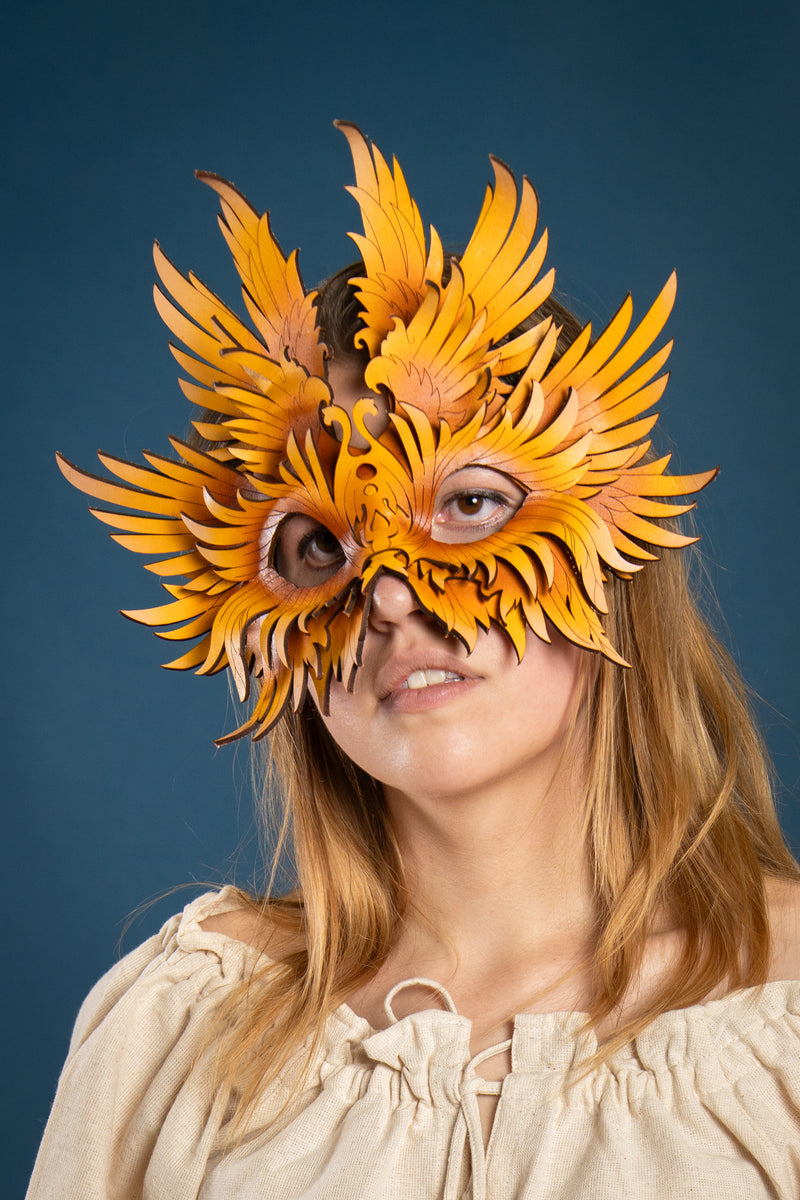 maschera uccello in pelle 