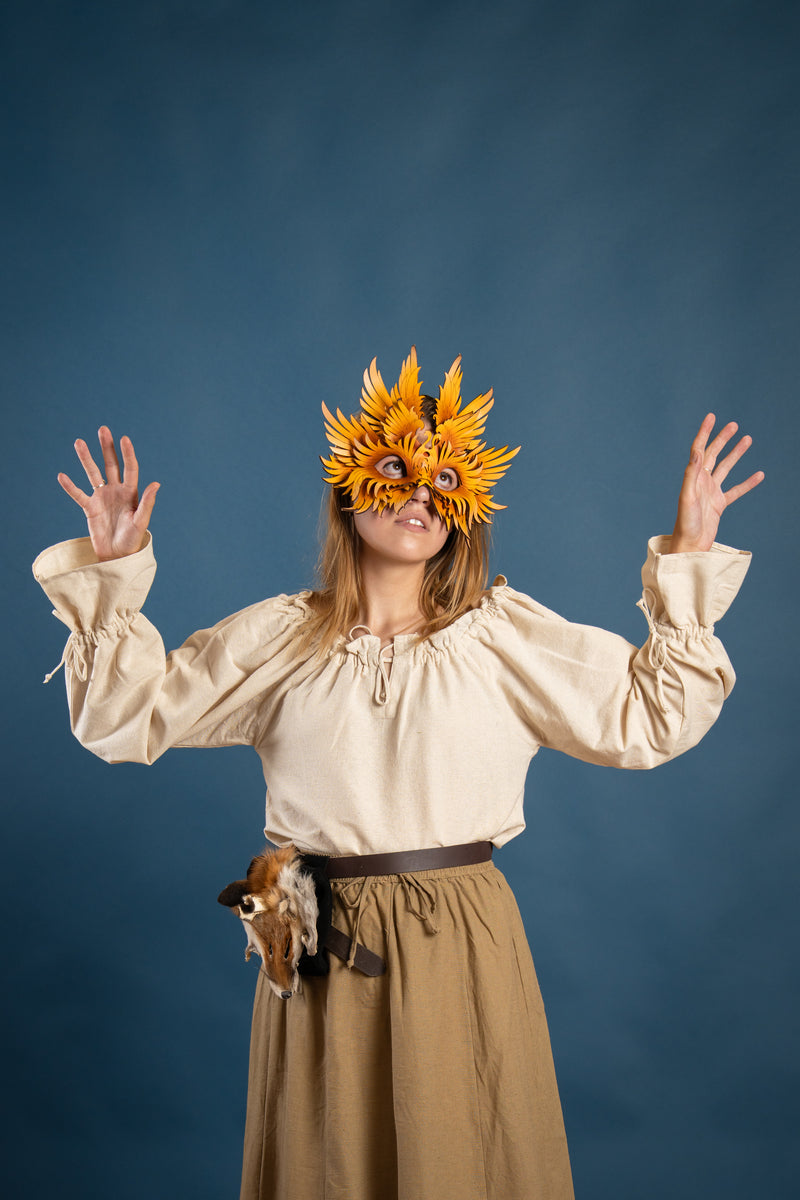 maschera uccello in pelle 