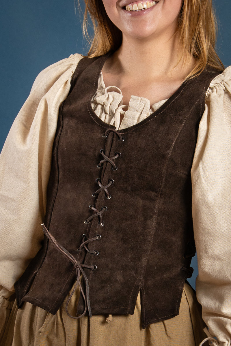 Corpetto Cathy, pelle scamosciata, marrone 