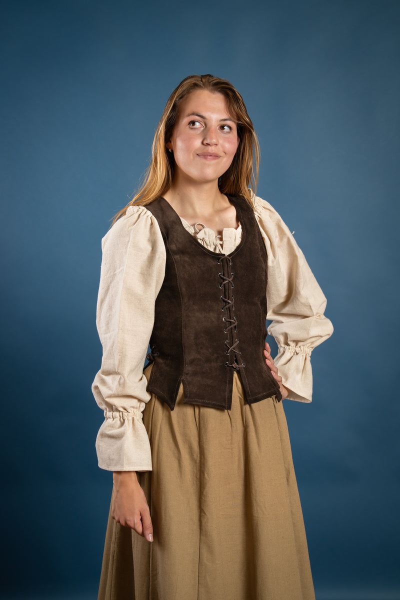 Corpetto Cathy, pelle scamosciata, marrone 