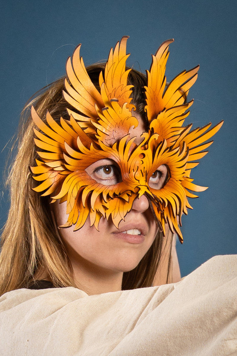 maschera uccello in pelle 