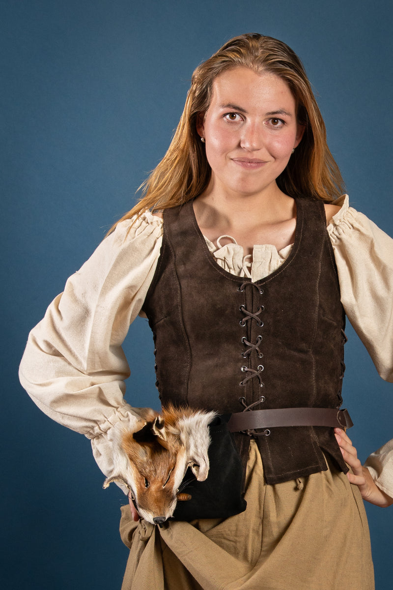 Corpetto Cathy, pelle scamosciata, marrone 