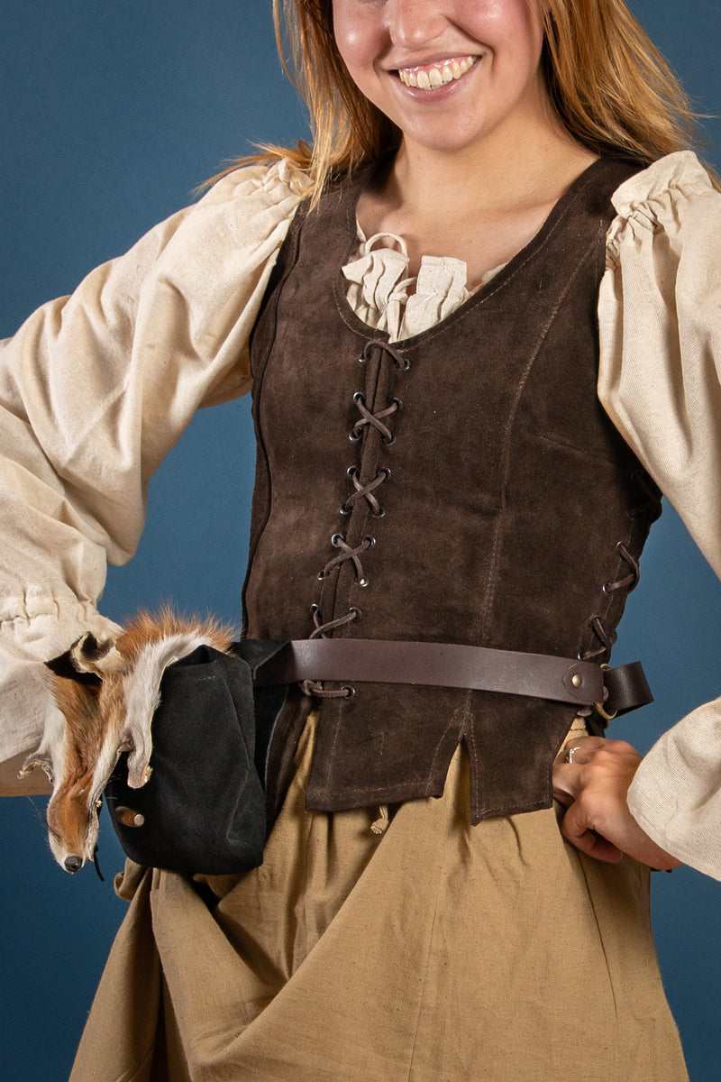 Corpetto Cathy, pelle scamosciata, marrone 