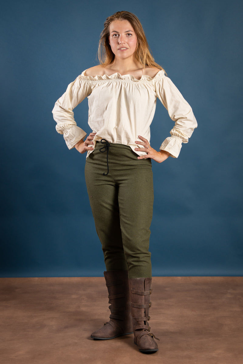 Dames broek Skjoldehamm, olijfgroen, wolmix