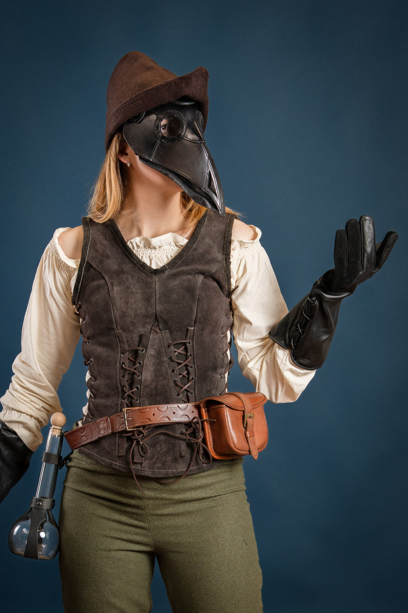 Leather mask plague doctor, black