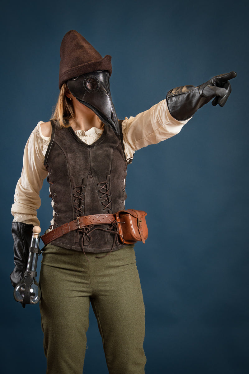 Leather mask plague doctor, black