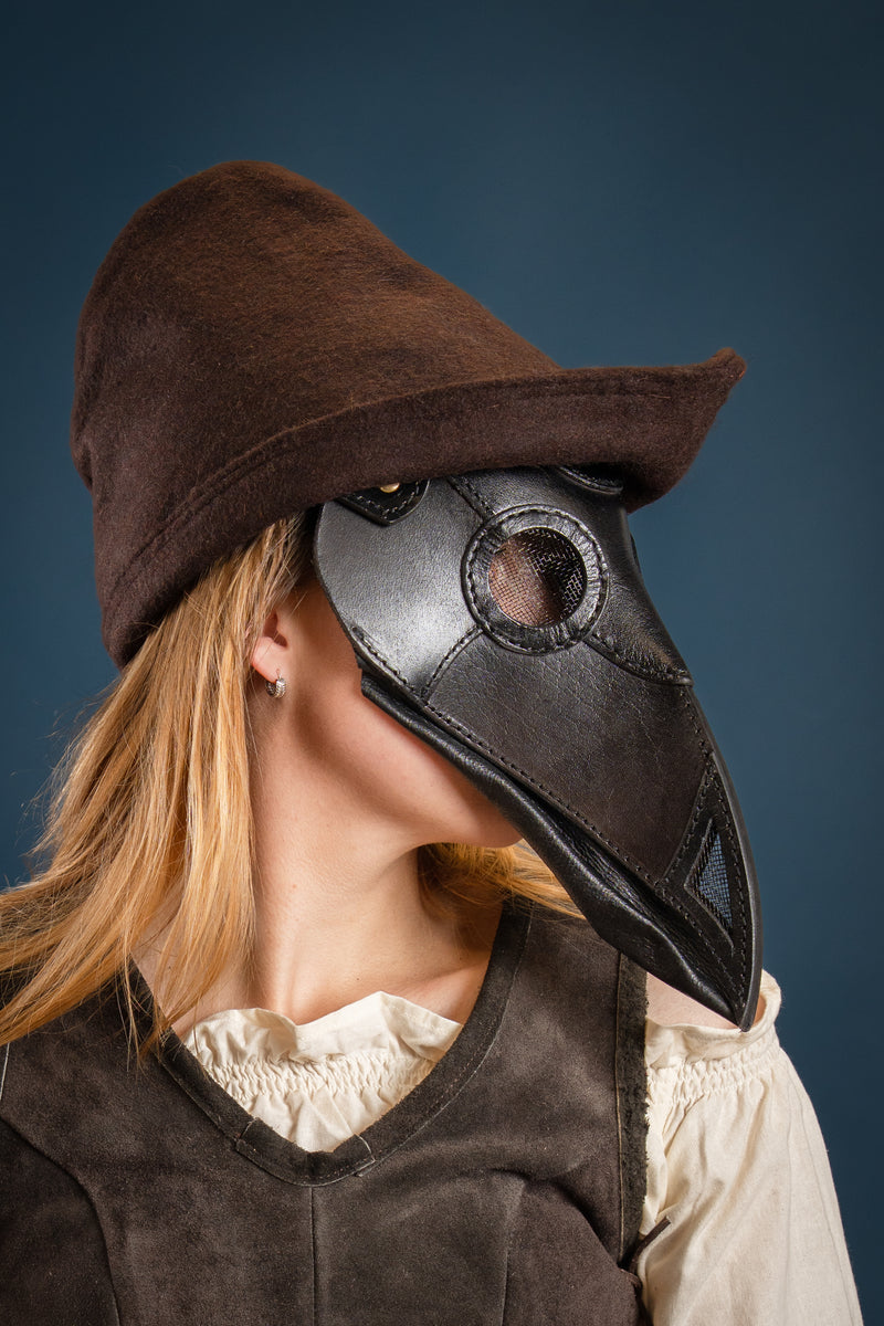 Leather mask plague doctor, black