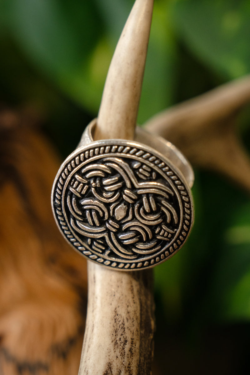 Birka bague Viking style Borre, bronze argenté 