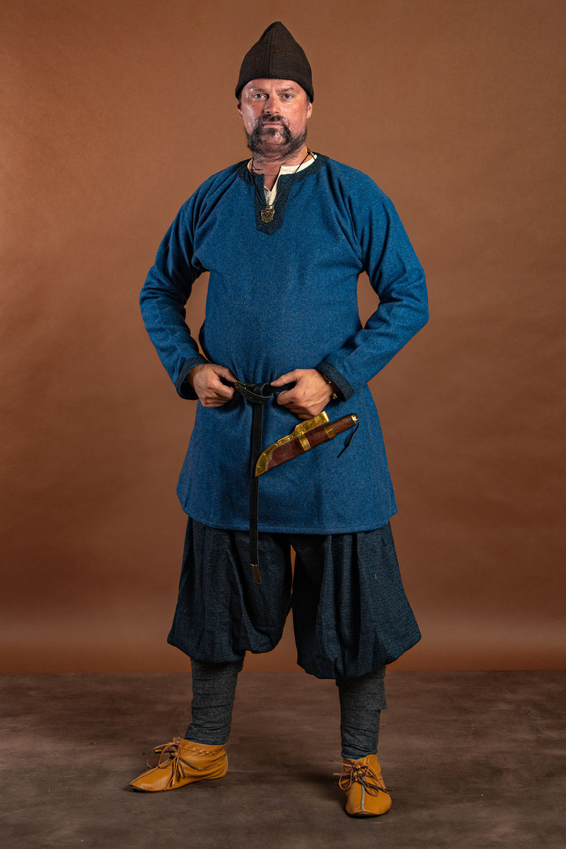 Vikingbroek Oseberg, wolmix, blauw