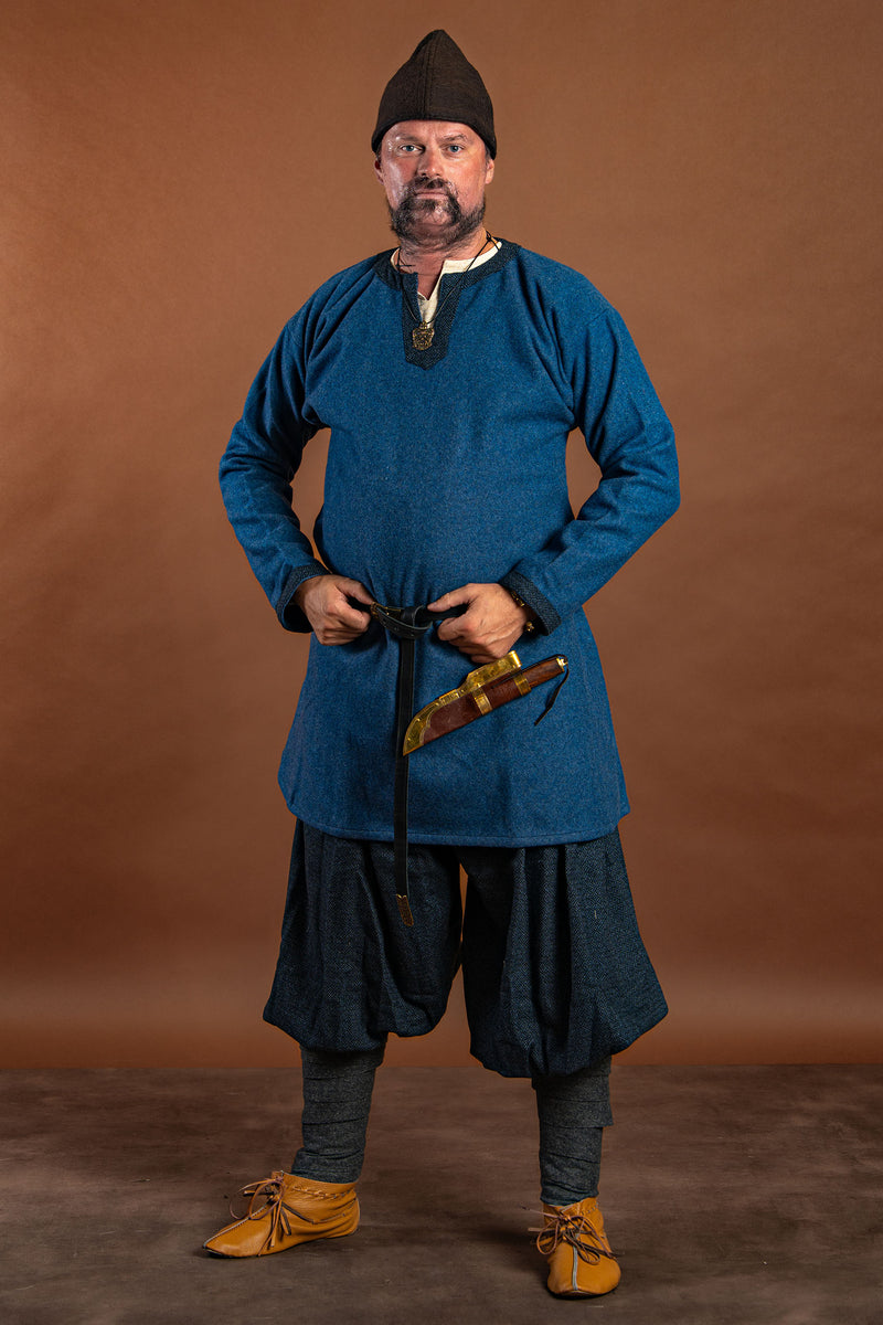 Viking tuniek Guthrum, wol, blauw