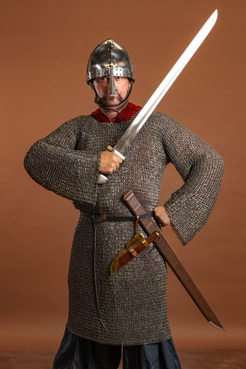 Hauberk, platte ringen, ronde klinknagels 8 mm