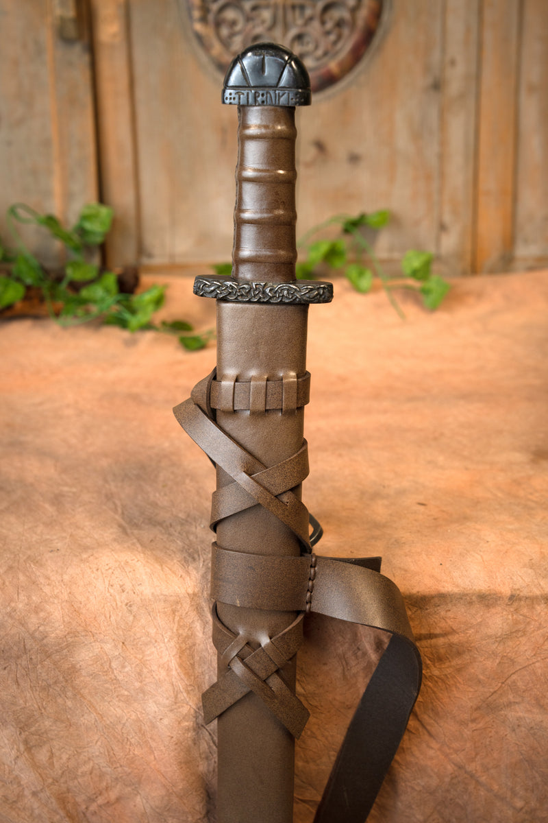 Vikingzwaard Bjorn met luxe schede, semi-scherp