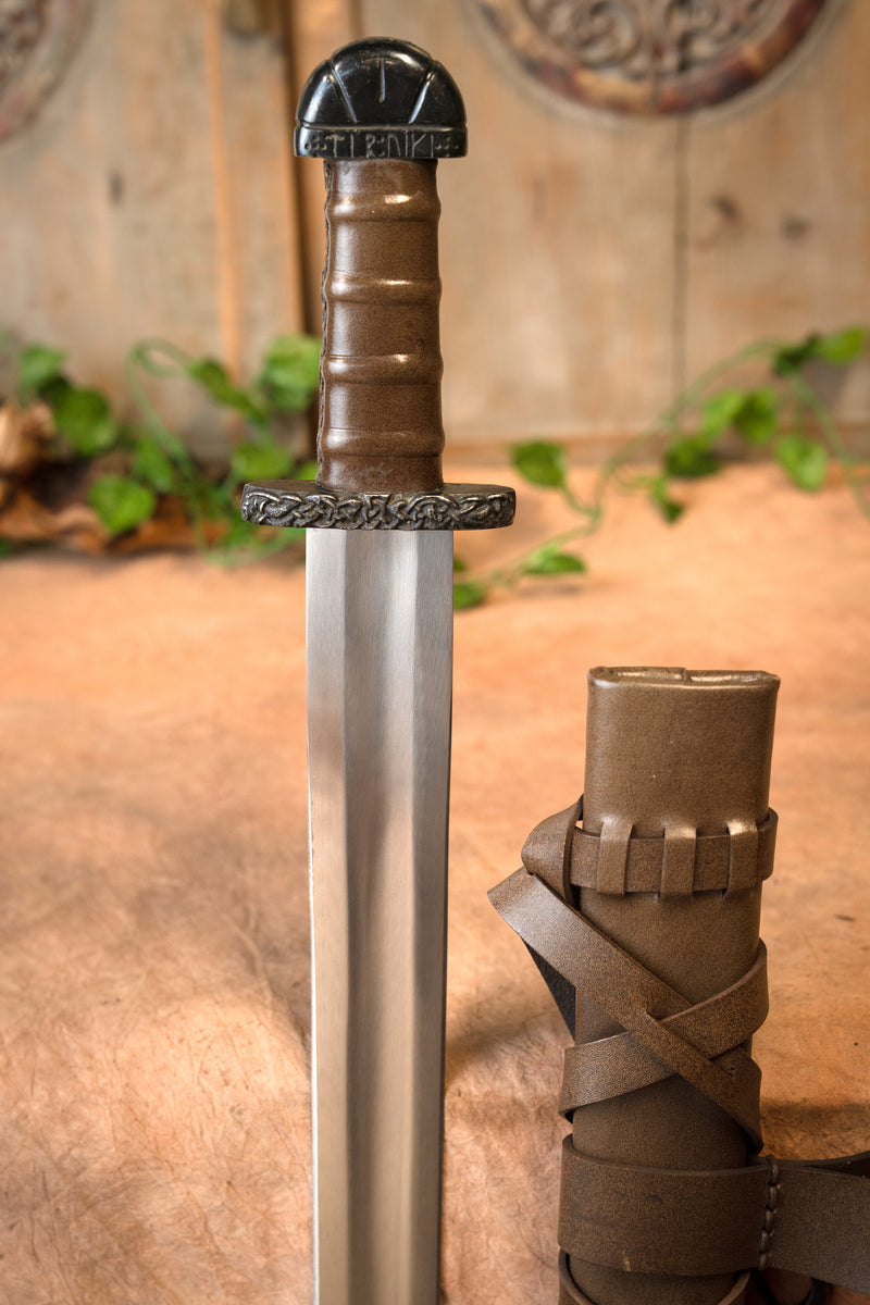 Vikingzwaard Bjorn met luxe schede, semi-scherp