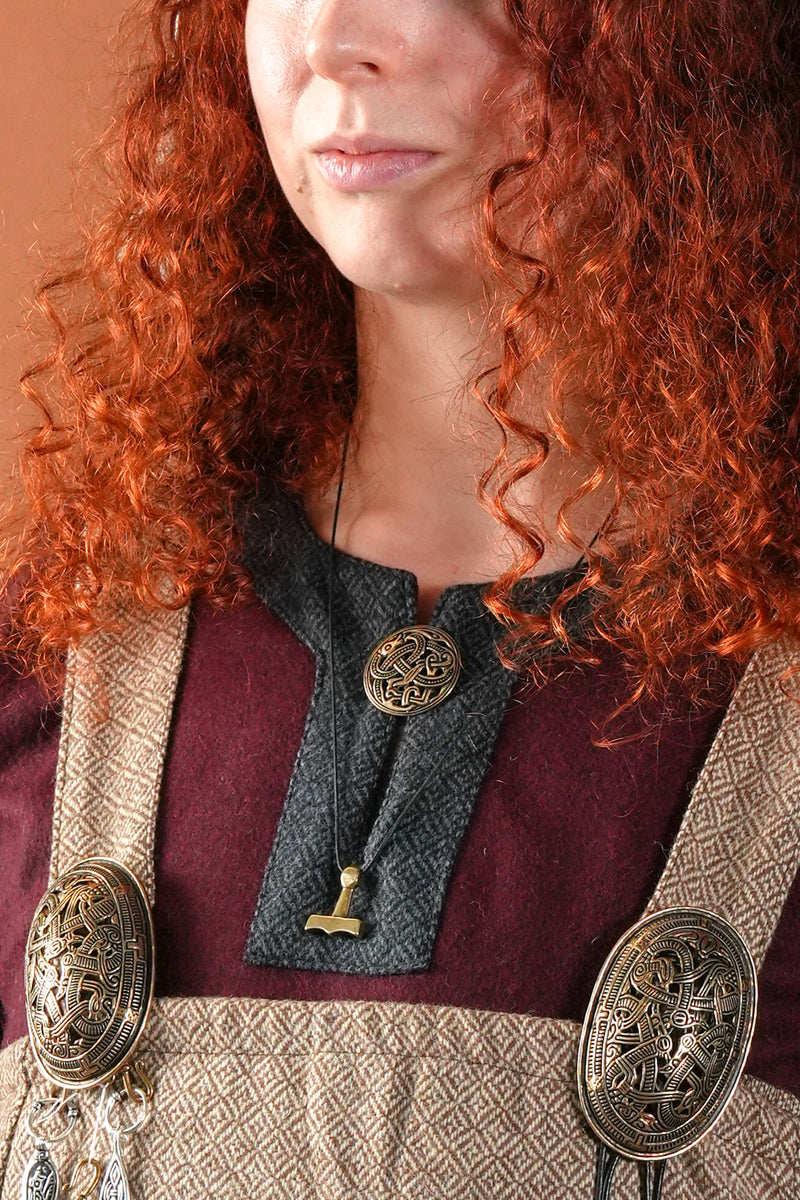 Viking disc fibula Jellinge style, bronze