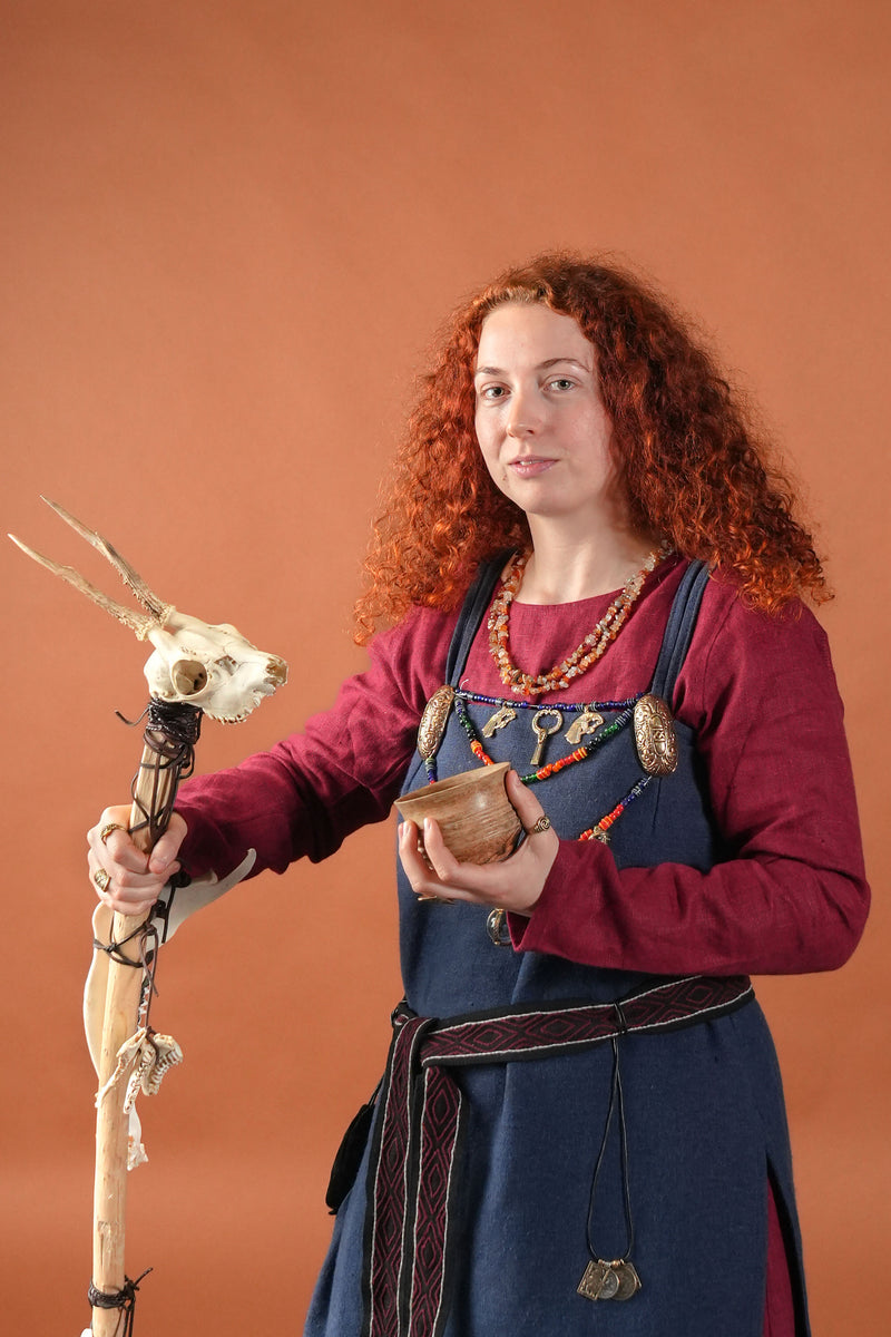 Wikingerkleid Helga, Leinen, rot