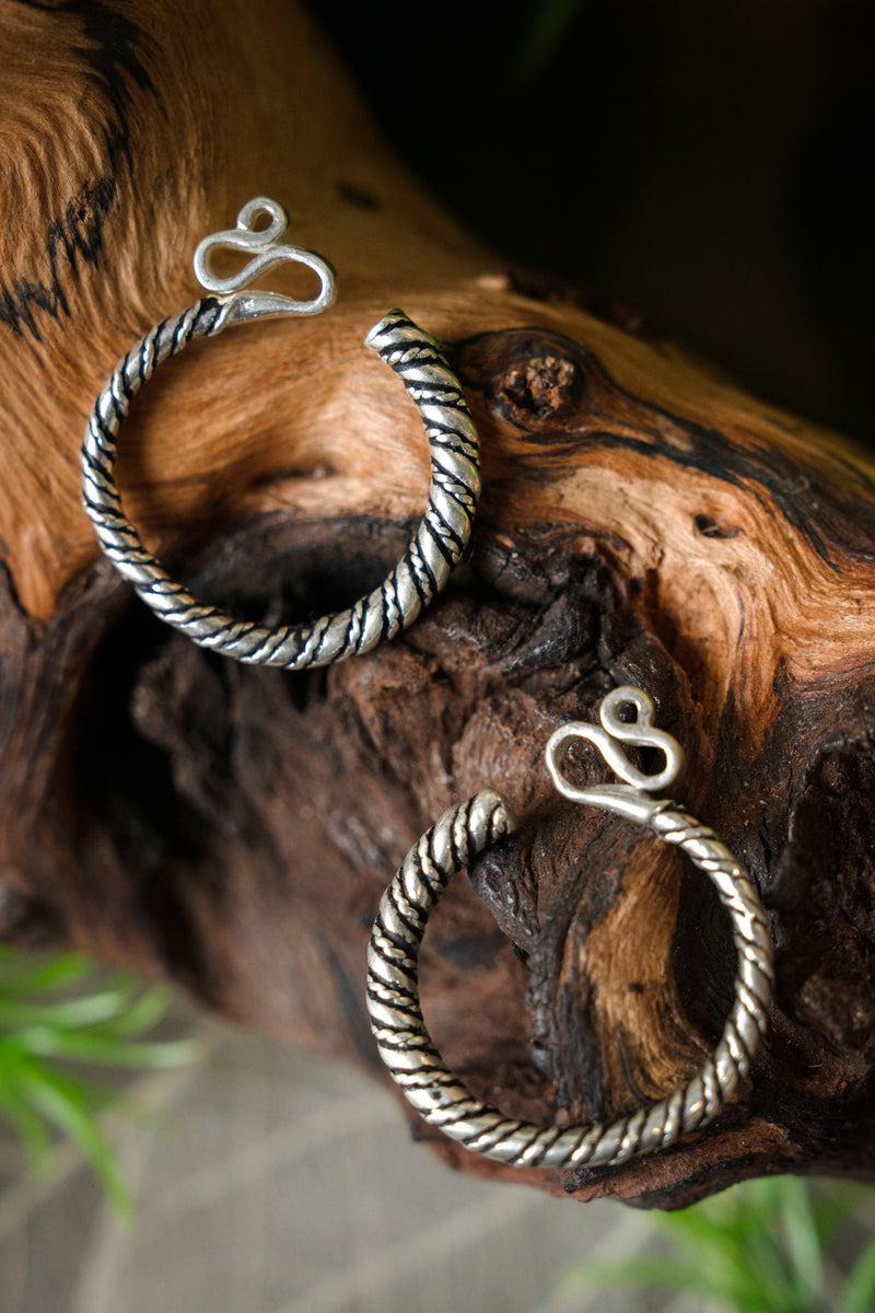 Decorated Slavic temple rings, silvered bronze