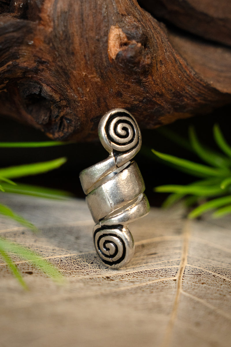 Perla per barba celtica con spirali, bronzo argentato 