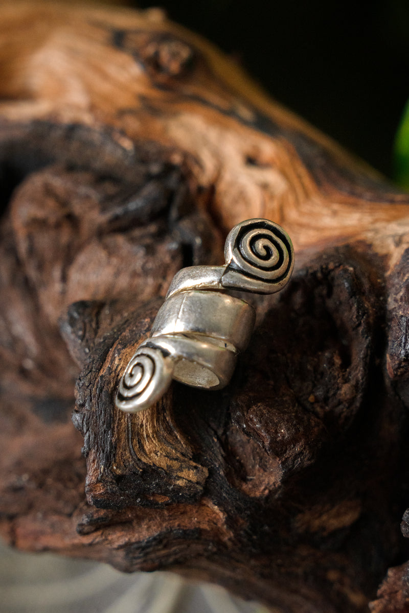 Perla per barba celtica con spirali, bronzo argentato 