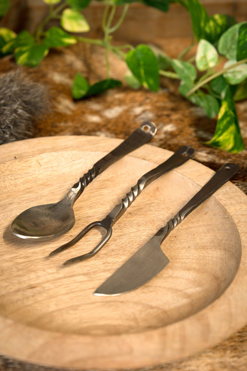 Bestekset Landsknecht met hoes, roestvrij staal