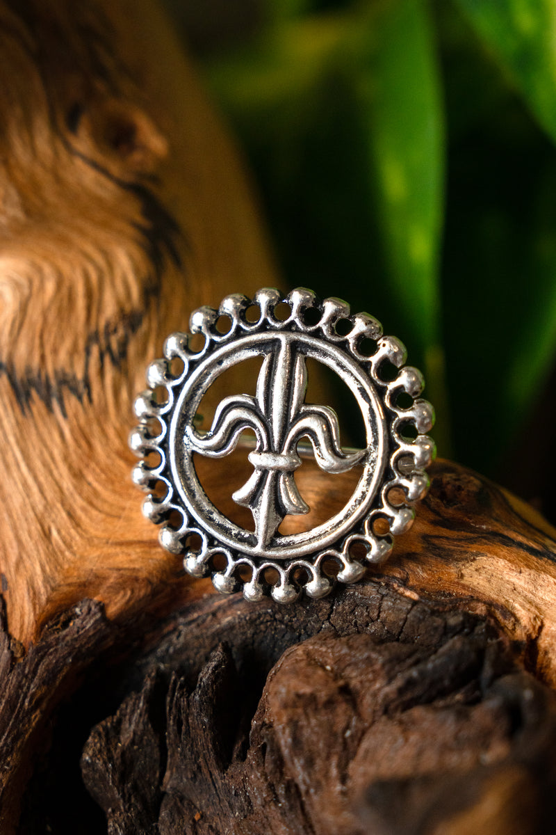 Middeleeuwse broche fleur-de-lys, verzilverd brons