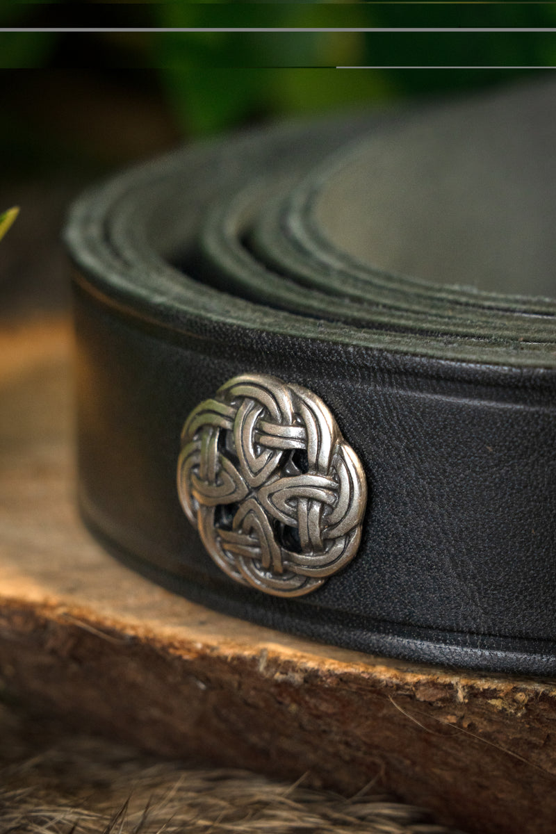 Ringerike Cinturón vikingo deluxe, negro, plateado, 165 cm 