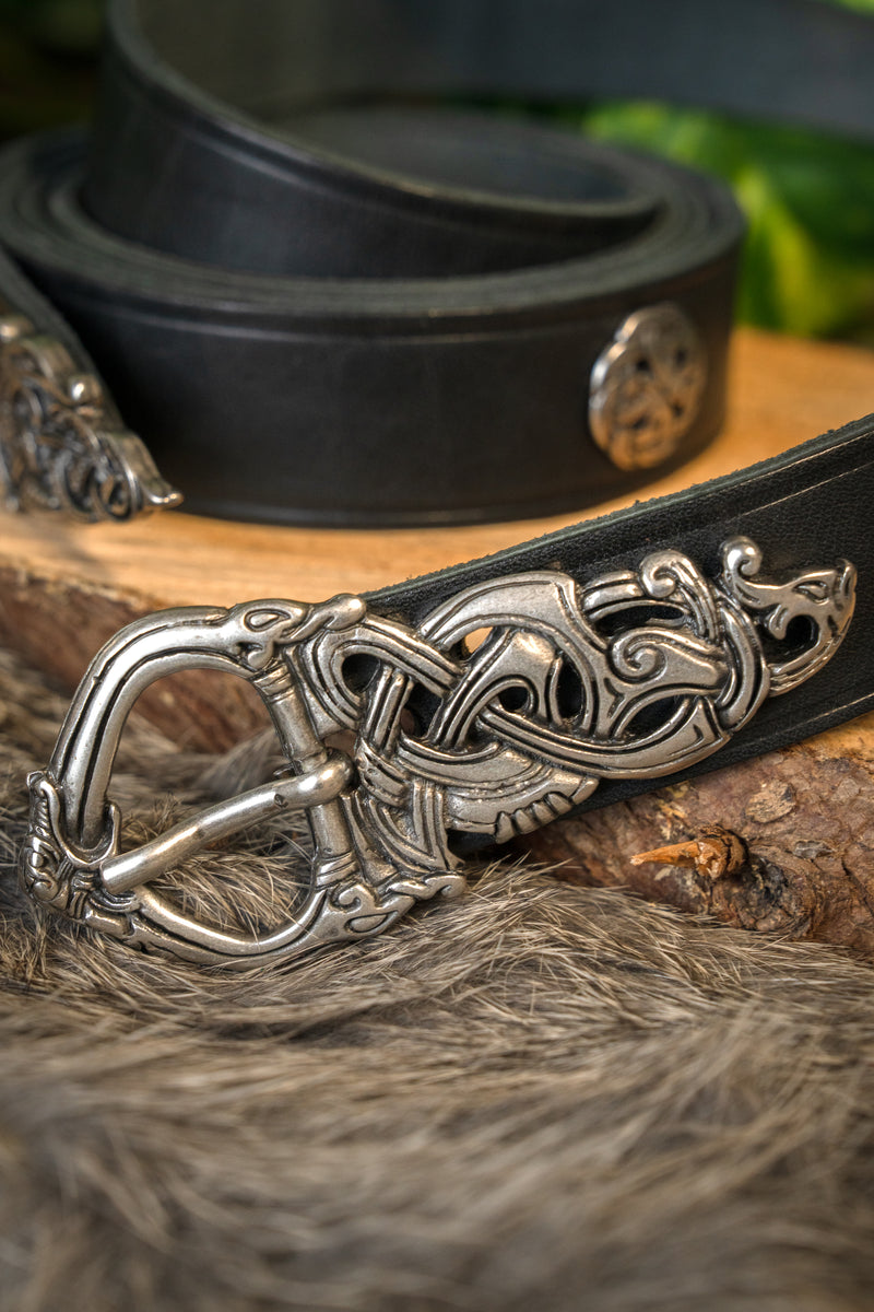 Ringerike Cintura vichinga deluxe, nero, argentato, 165 cm 