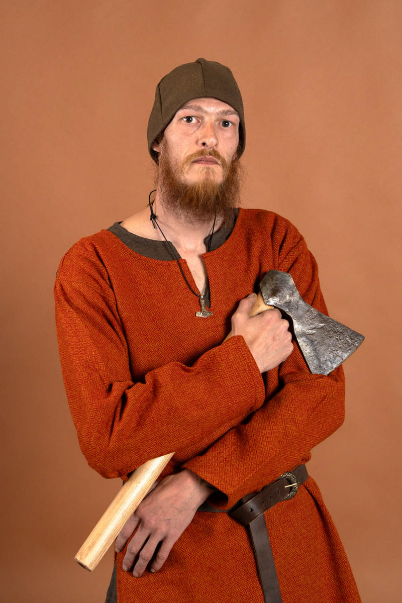 Vikingbijl, handgesmeed staal, type F, semi-scherp