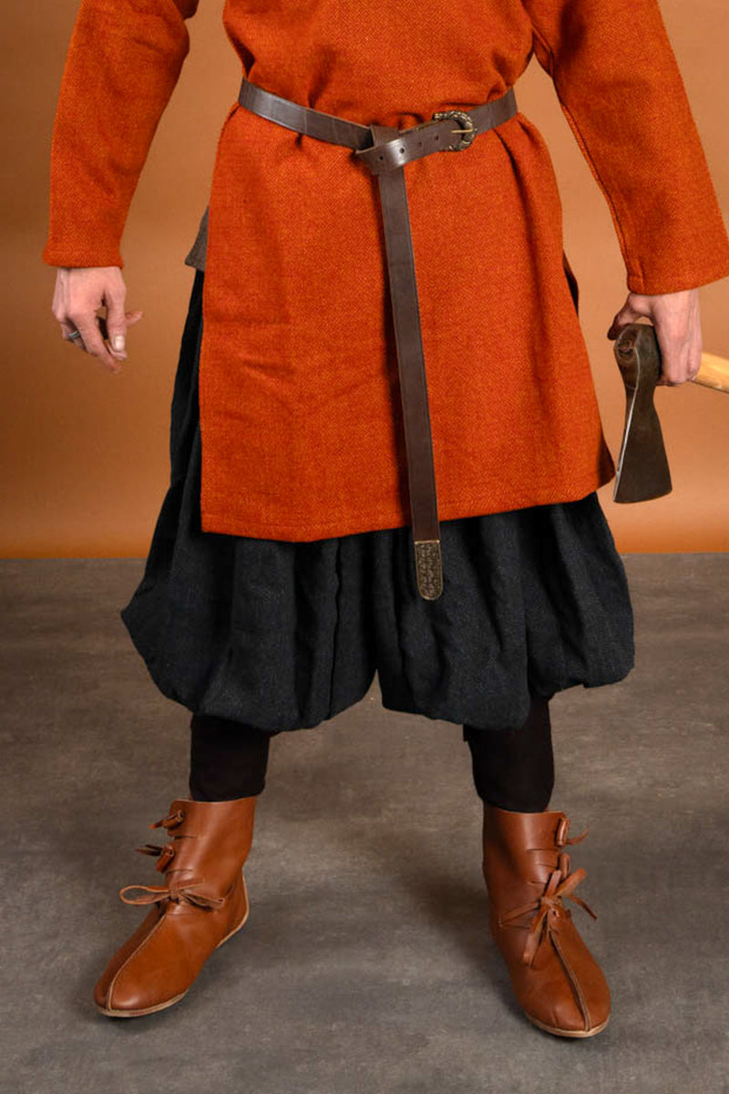 Rusvik Viking broek Borys, vissegraatmotief, zwart/grijs, wolmix