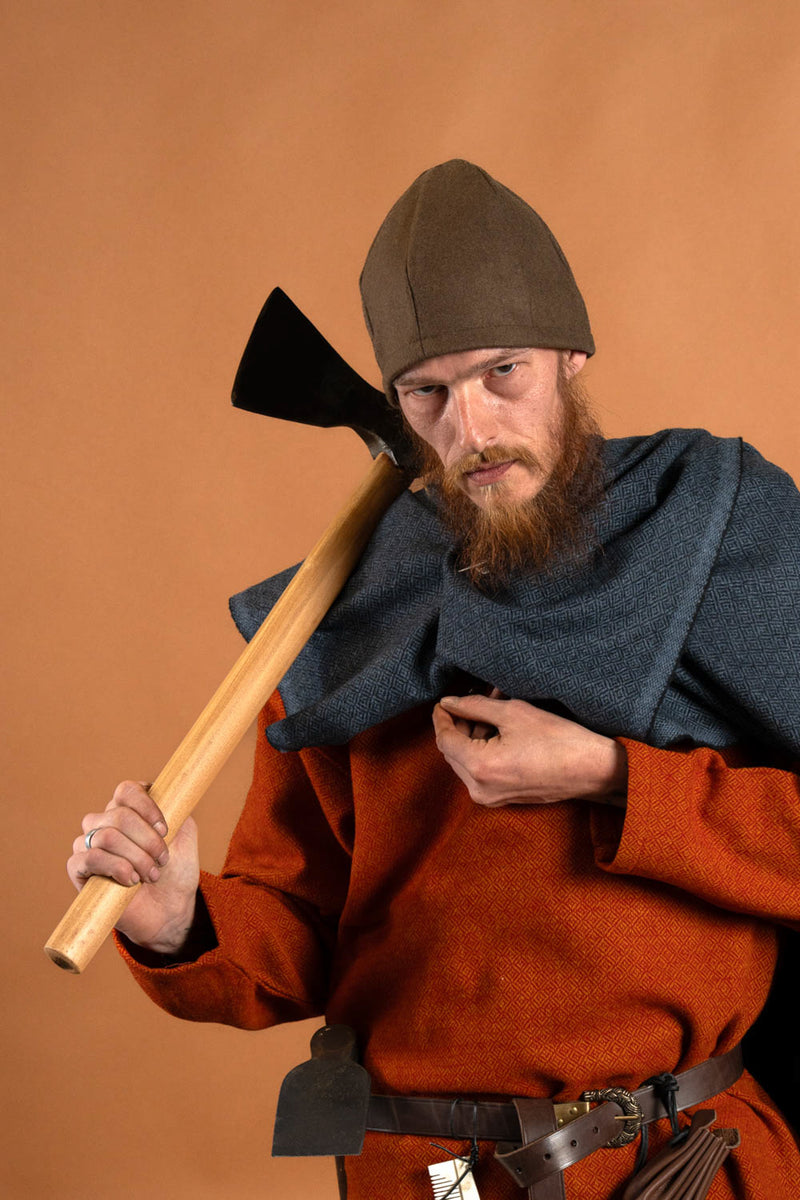 Vikingbijl, handgesmeed staal, type F, semi-scherp