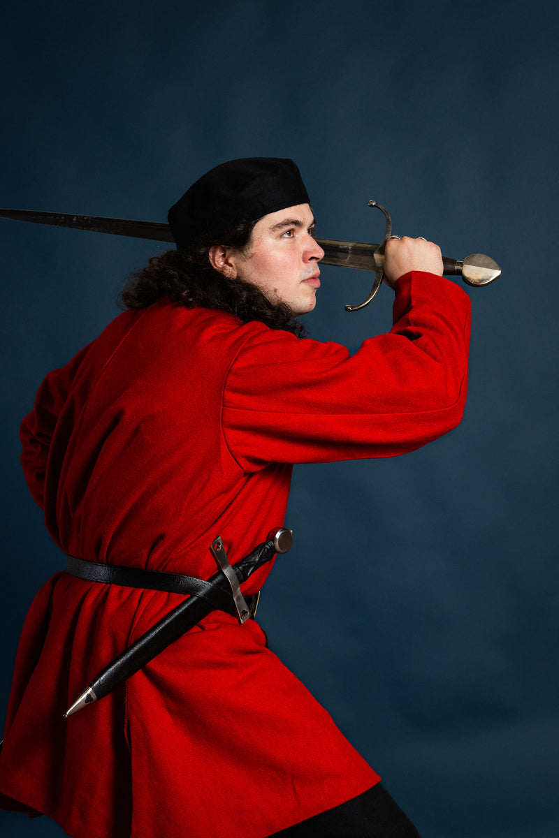 Laatmiddeleeuwse houppelande, rood, wol