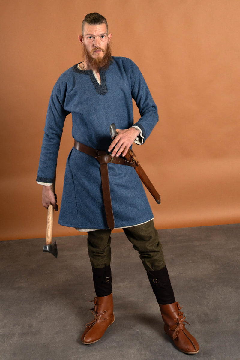 Viking tuniek Guthrum, wol, blauw