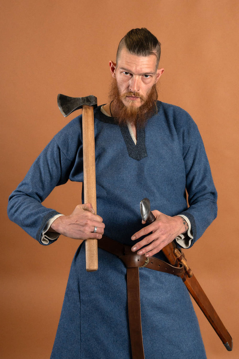 Viking tuniek Guthrum, wol, blauw