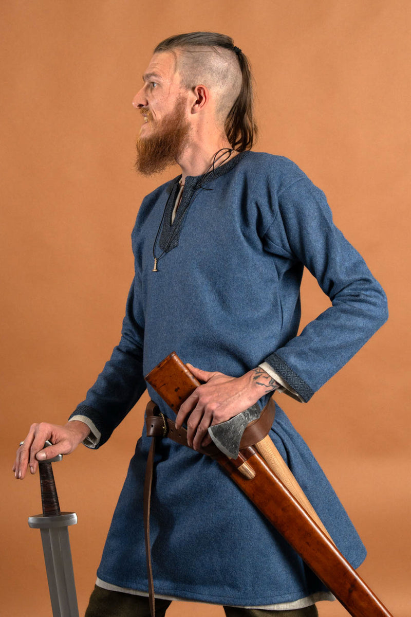 Viking tuniek Guthrum, wol, blauw