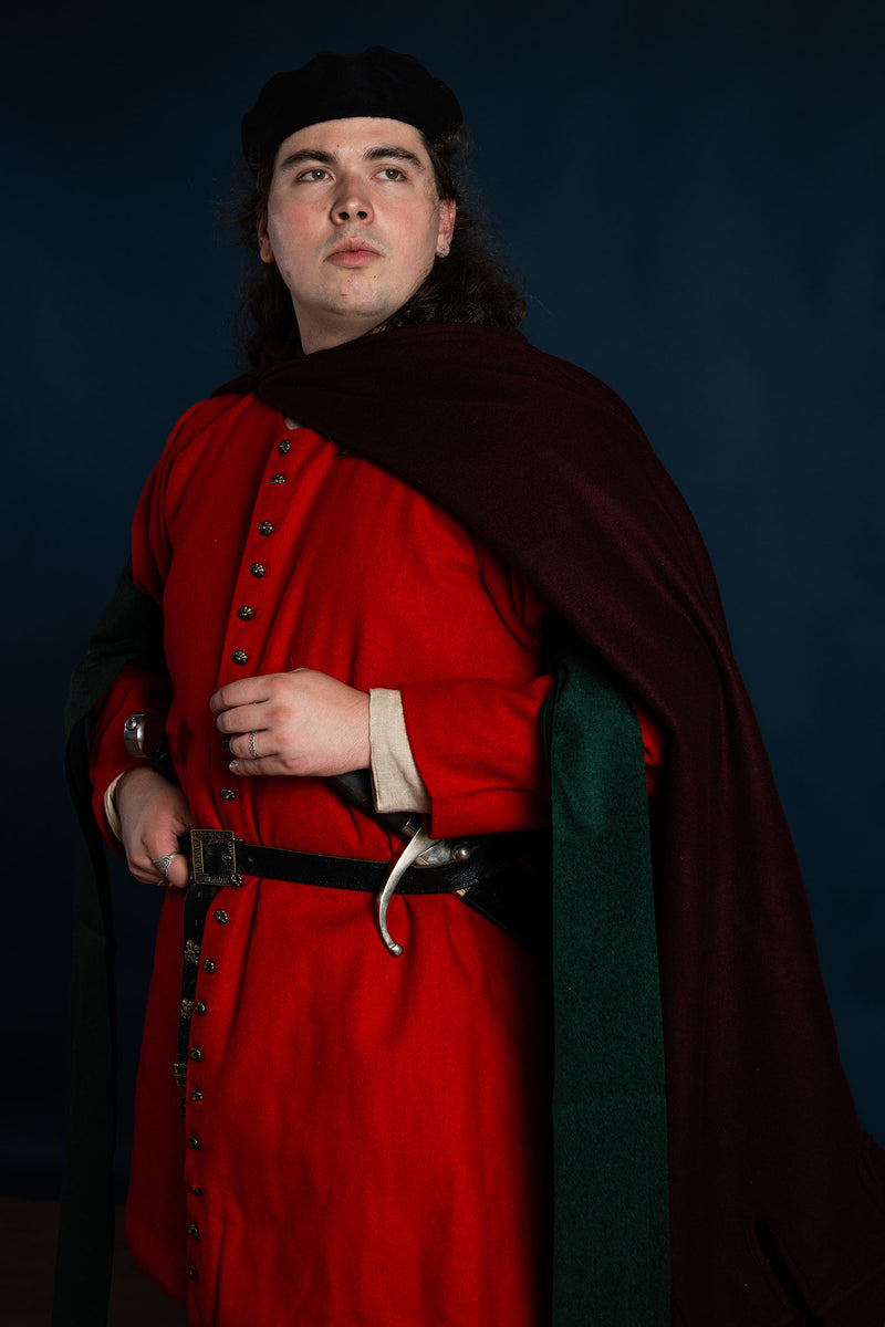 XIV -wieczny płaszcz Bockstenman, wełna, wino czerwony