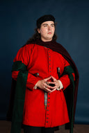 Spätmittelalterliche Houppelande, rot, Wolle 