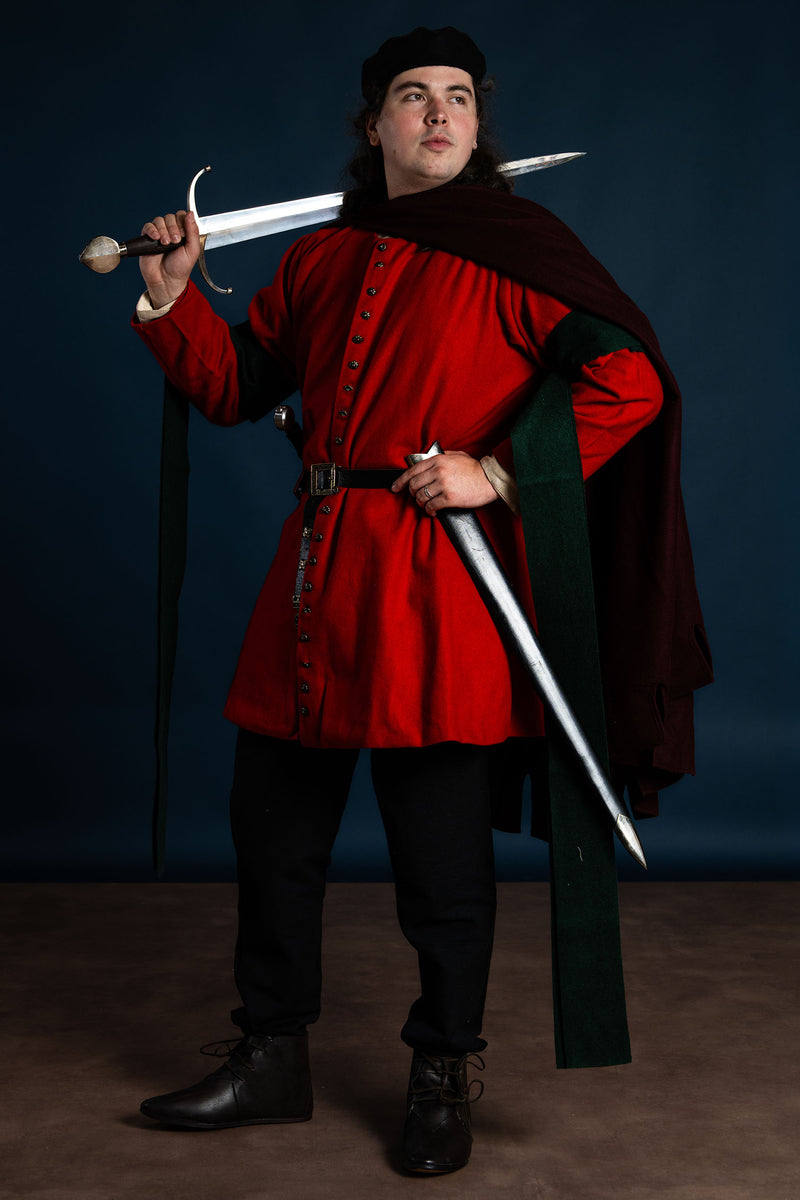 XIV -wieczny płaszcz Bockstenman, wełna, wino czerwony