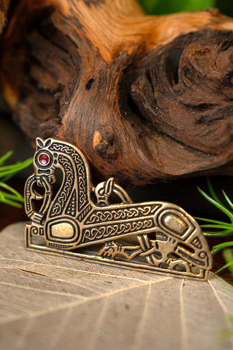 Viking paarden broche, rechts, brons