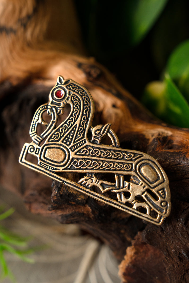 Viking paarden broche, rechts, brons