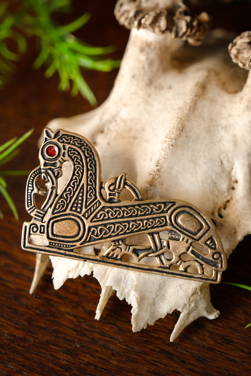 Viking paarden broche, rechts, brons