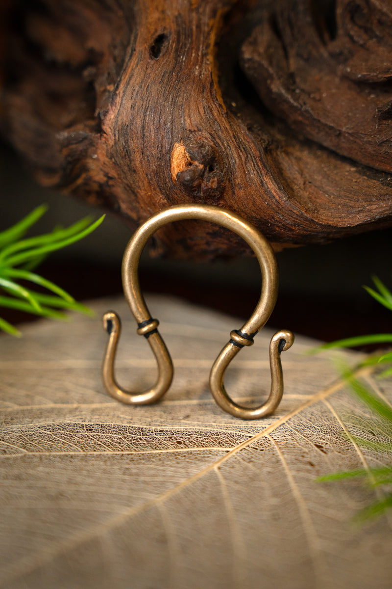 Viking jewelry hook, double, bronze