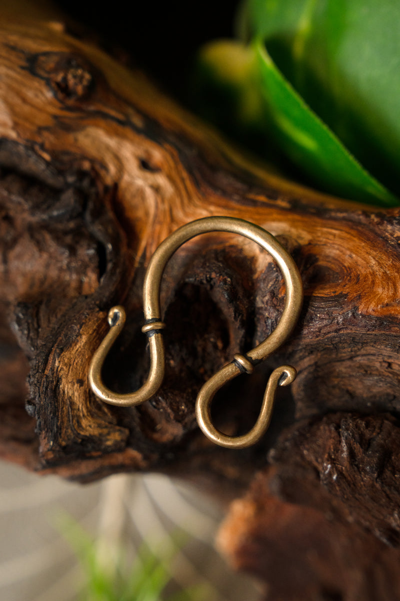 Viking jewelry hook, double, bronze